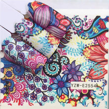 Load image into Gallery viewer, WUF Nail Stickers Water Decals Butterfly Floral Animal Black White Geometry Slider Manicure Nail Art Decoration