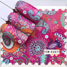 Load image into Gallery viewer, WUF Nail Stickers Water Decals Butterfly Floral Animal Black White Geometry Slider Manicure Nail Art Decoration