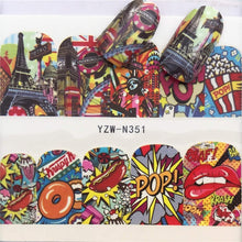 Load image into Gallery viewer, WUF Nail Stickers Water Decals Butterfly Floral Animal Black White Geometry Slider Manicure Nail Art Decoration