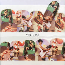 Load image into Gallery viewer, WUF Nail Stickers Water Decals Butterfly Floral Animal Black White Geometry Slider Manicure Nail Art Decoration