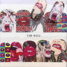 Load image into Gallery viewer, WUF Nail Stickers Water Decals Butterfly Floral Animal Black White Geometry Slider Manicure Nail Art Decoration