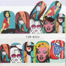 Load image into Gallery viewer, WUF Nail Stickers Water Decals Butterfly Floral Animal Black White Geometry Slider Manicure Nail Art Decoration