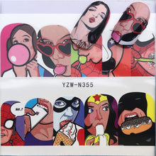 Load image into Gallery viewer, WUF Nail Stickers Water Decals Butterfly Floral Animal Black White Geometry Slider Manicure Nail Art Decoration