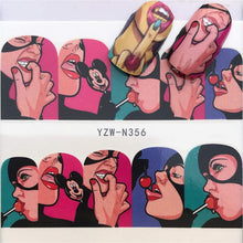 Load image into Gallery viewer, WUF Nail Stickers Water Decals Butterfly Floral Animal Black White Geometry Slider Manicure Nail Art Decoration