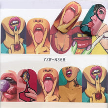 Load image into Gallery viewer, WUF Nail Stickers Water Decals Butterfly Floral Animal Black White Geometry Slider Manicure Nail Art Decoration