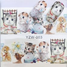 Load image into Gallery viewer, LCJ 1 Sheet Cute Cat Pattern Nail Art Foil Transfer Decals Water Transfers Stickers 3D Nail Decoration Manicure Tools