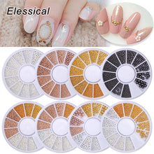 Load image into Gallery viewer, Elessical Nail Art Tiny Steel Caviar Beads Mix Size 3D Design Manicure Jewelry Rose Gold Silver Black DIY Decoration Wheel