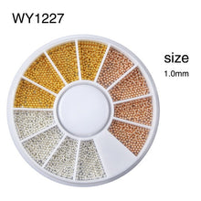 Load image into Gallery viewer, Elessical Nail Art Tiny Steel Caviar Beads Mix Size 3D Design Manicure Jewelry Rose Gold Silver Black DIY Decoration Wheel