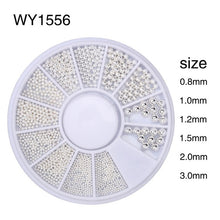 Load image into Gallery viewer, Elessical Nail Art Tiny Steel Caviar Beads Mix Size 3D Design Manicure Jewelry Rose Gold Silver Black DIY Decoration Wheel