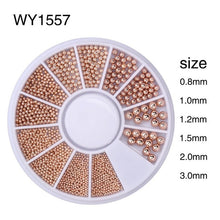 Load image into Gallery viewer, Elessical Nail Art Tiny Steel Caviar Beads Mix Size 3D Design Manicure Jewelry Rose Gold Silver Black DIY Decoration Wheel