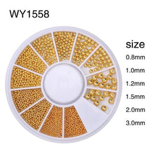 Load image into Gallery viewer, Elessical Nail Art Tiny Steel Caviar Beads Mix Size 3D Design Manicure Jewelry Rose Gold Silver Black DIY Decoration Wheel