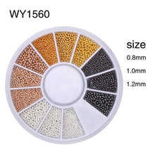 Load image into Gallery viewer, Elessical Nail Art Tiny Steel Caviar Beads Mix Size 3D Design Manicure Jewelry Rose Gold Silver Black DIY Decoration Wheel