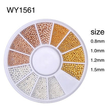 Load image into Gallery viewer, Elessical Nail Art Tiny Steel Caviar Beads Mix Size 3D Design Manicure Jewelry Rose Gold Silver Black DIY Decoration Wheel