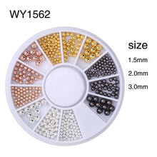 Load image into Gallery viewer, Elessical Nail Art Tiny Steel Caviar Beads Mix Size 3D Design Manicure Jewelry Rose Gold Silver Black DIY Decoration Wheel