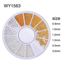 Load image into Gallery viewer, Elessical Nail Art Tiny Steel Caviar Beads Mix Size 3D Design Manicure Jewelry Rose Gold Silver Black DIY Decoration Wheel