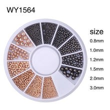 Load image into Gallery viewer, Elessical Nail Art Tiny Steel Caviar Beads Mix Size 3D Design Manicure Jewelry Rose Gold Silver Black DIY Decoration Wheel