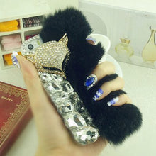 Load image into Gallery viewer, Luxury Big Rhinestone diamond Real rabbit fur hard cover case For iphone X XS MAX XR 5S 6 6S PLUS 7 8 Plus bling Case