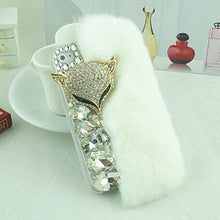 Load image into Gallery viewer, Luxury Big Rhinestone diamond Real rabbit fur hard cover case For iphone X XS MAX XR 5S 6 6S PLUS 7 8 Plus bling Case