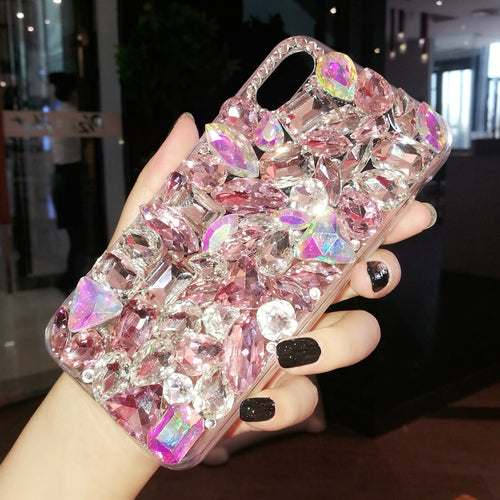 Luxury Crystal Gem Rhinestone Cases For iphone X XS MAX XR Soft Edge Clear Phone Case Cover For iphone 5S 6S 7 8 PLUS Capa