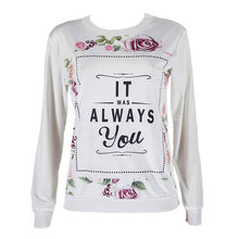 Load image into Gallery viewer, Fashion Women Loose T-shirt Long Sleeve Flower Letter Print Casual O-neck T-shirt