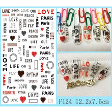 Load image into Gallery viewer, Hot 1 Sheet Heart Shape Letter Design 3D Decal Nail Slider Art DIY Decorations Sticker for Manicure DIY Adhesive Tips BEF174