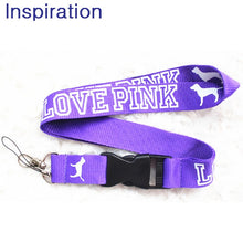 Load image into Gallery viewer, LOVE PINK Neck Strap Lanyard Necklace With Silver Metal Clip Multi Color Key Phone Work ID Card Lanyard Necklace Dropshipping