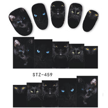 Load image into Gallery viewer, 1 Sheet Animal Black Cat Designs Nail Art Stickers Water Transfer Nail Tips Decal DIY Accessory Beauty Nail Decorations LASTZ459