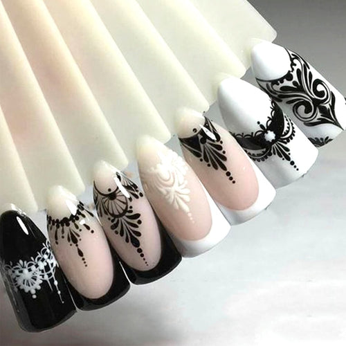 Full Beauty Lace Necklace Water Decals Nail Art Sticker Witch Black Flower Watermark Transfers Sliders Decoration TRSTZ771-777