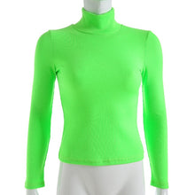 Load image into Gallery viewer, Cryptographic Ribbed long sleeve 2019 new fashion neon pink solid turtleneck casual t-shirts pullover women tops streetwear