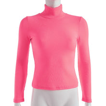 Load image into Gallery viewer, Cryptographic Ribbed long sleeve 2019 new fashion neon pink solid turtleneck casual t-shirts pullover women tops streetwear