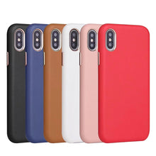 Load image into Gallery viewer, Aluminum Metal Button Cover For iPhone 6 6S 7 8 Plus X Case PU Leather Original Case For iPhone XS MAX XR XS High quality Cases