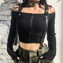 Load image into Gallery viewer, Tops &amp; Tees T Shirt Women Long Sleeve Shirt Women T-shirt Crop Top 2019 Korean Fashion Style Shirt Feminina Black Sexy Short Top