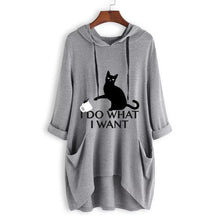 Load image into Gallery viewer, KANCOOLD top T-Shirt Women Casual Print Cat Ear Hooded T-Shirt Long Sleeves Pocket Irregular fashion new top femme 2018dec27