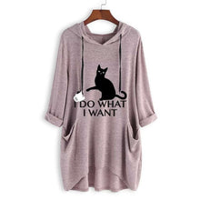 Load image into Gallery viewer, KANCOOLD top T-Shirt Women Casual Print Cat Ear Hooded T-Shirt Long Sleeves Pocket Irregular fashion new top femme 2018dec27