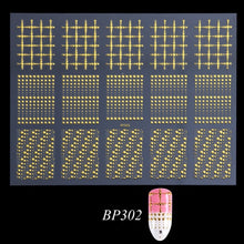 Load image into Gallery viewer, Golden 3D Nail Art Adhesive Stickers Geometric Stripes Line Design Foils Sliders For Nails Decoration Decal Manicure TRBP301-316