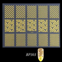 Load image into Gallery viewer, Golden 3D Nail Art Adhesive Stickers Geometric Stripes Line Design Foils Sliders For Nails Decoration Decal Manicure TRBP301-316