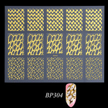 Load image into Gallery viewer, Golden 3D Nail Art Adhesive Stickers Geometric Stripes Line Design Foils Sliders For Nails Decoration Decal Manicure TRBP301-316