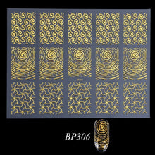 Load image into Gallery viewer, Golden 3D Nail Art Adhesive Stickers Geometric Stripes Line Design Foils Sliders For Nails Decoration Decal Manicure TRBP301-316