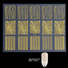 Load image into Gallery viewer, Golden 3D Nail Art Adhesive Stickers Geometric Stripes Line Design Foils Sliders For Nails Decoration Decal Manicure TRBP301-316