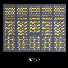 Load image into Gallery viewer, Golden 3D Nail Art Adhesive Stickers Geometric Stripes Line Design Foils Sliders For Nails Decoration Decal Manicure TRBP301-316