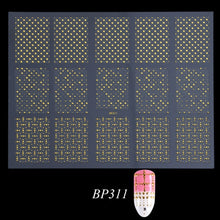 Load image into Gallery viewer, Golden 3D Nail Art Adhesive Stickers Geometric Stripes Line Design Foils Sliders For Nails Decoration Decal Manicure TRBP301-316