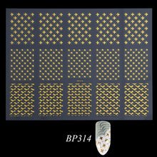 Load image into Gallery viewer, Golden 3D Nail Art Adhesive Stickers Geometric Stripes Line Design Foils Sliders For Nails Decoration Decal Manicure TRBP301-316