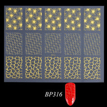 Load image into Gallery viewer, Golden 3D Nail Art Adhesive Stickers Geometric Stripes Line Design Foils Sliders For Nails Decoration Decal Manicure TRBP301-316