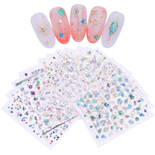 Load image into Gallery viewer, 3D Nail Sticker Gem Rhinestone Self Adhesive Transfer Decals Nail Art Decoration DIY Manicure Design
