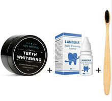 Load image into Gallery viewer, Natural Teeth Whitening Teeth Set 1 oz Bamboo Charcoal Powder 0.35oz Tooth Whitening Essence with Toothbrush for Oral Hygiene