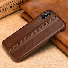 Load image into Gallery viewer, for iphone XS Max Genuine Leather Case for iphone X XS XR Real Leather Back Case for iphone 6 6s 7 8 9 plus Sewing Leather Cover