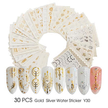 Load image into Gallery viewer, Full Beauty Gold Silver Nail Water Sticker Feather Flower Spider Design Decal For Nails Decoration Nail Art Manicure Slider CHY