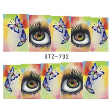 Load image into Gallery viewer, Full Beauty 1x Skull Bone Nail Sticker Water Self Adhesive Nail Art Tattoo Big Eye Horror Decals for DIY Decor Wrap CHSTZ731-734