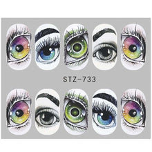 Load image into Gallery viewer, Full Beauty 1x Skull Bone Nail Sticker Water Self Adhesive Nail Art Tattoo Big Eye Horror Decals for DIY Decor Wrap CHSTZ731-734