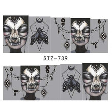 Load image into Gallery viewer, Full Beauty 1x Skull Bone Nail Sticker Water Self Adhesive Nail Art Tattoo Big Eye Horror Decals for DIY Decor Wrap CHSTZ731-734